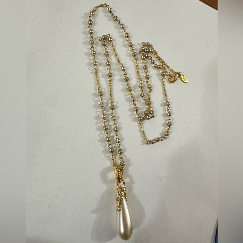 Nolan Miller Gold and Pearl Drop Necklace